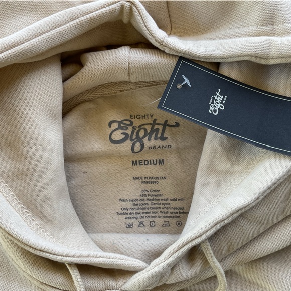 NWT Eighty Eight Brand California Tan Teal Blue Hoodie Sweatshirt Men’s Medium - Picture 2 of 3